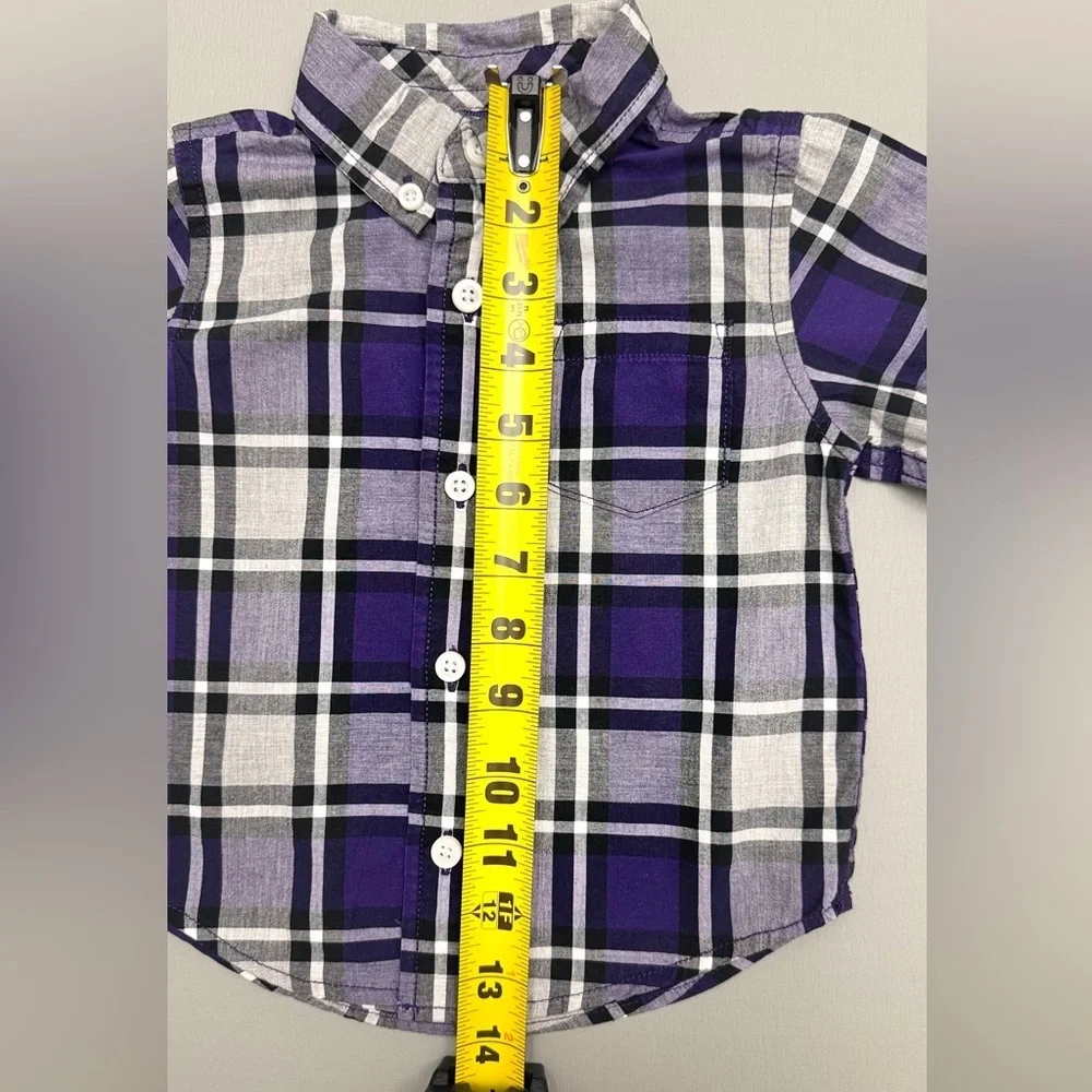 Gymboree Purple and White Plaid Button Down Shirt
